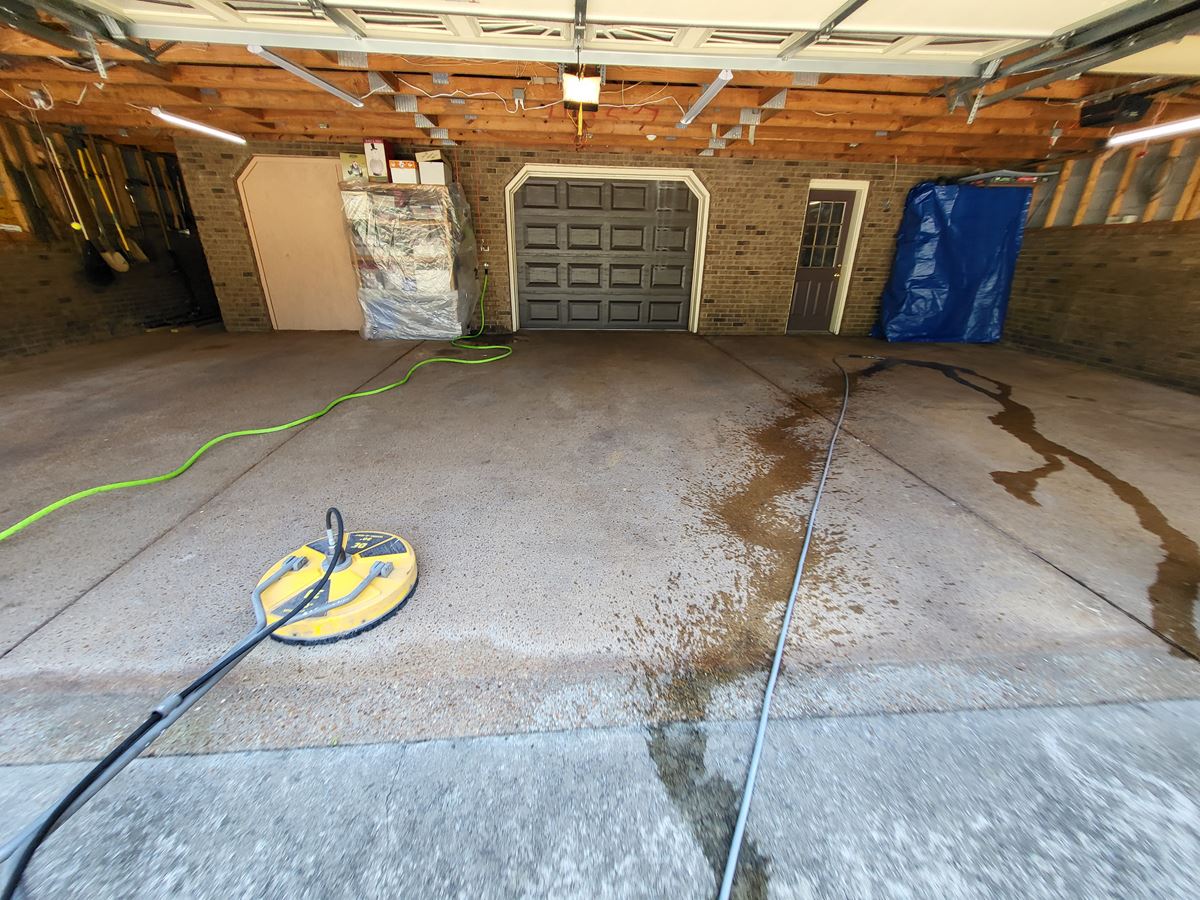 Pressure Washing Concrete in Garage in Greenbrier, TN